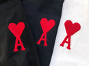 Camiseta AMI Paris Preta/Branca/Navy Blue Over Sized